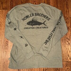 Howler Brothers Select Long Sleeve T Shirt Men's Medium Green Creative Creatures